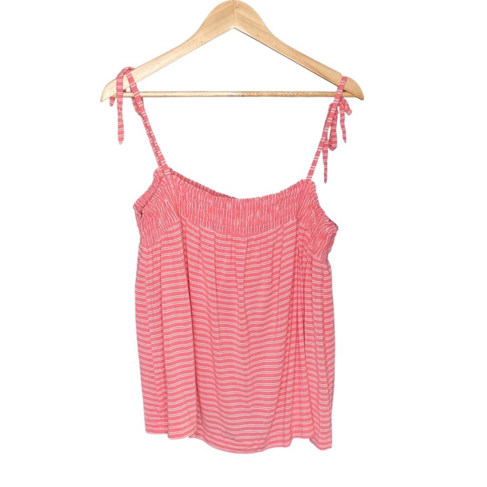 Soma‎ Large L Orange Striped Cool Nights Babydoll Smocked Lounge PJ Tank Top